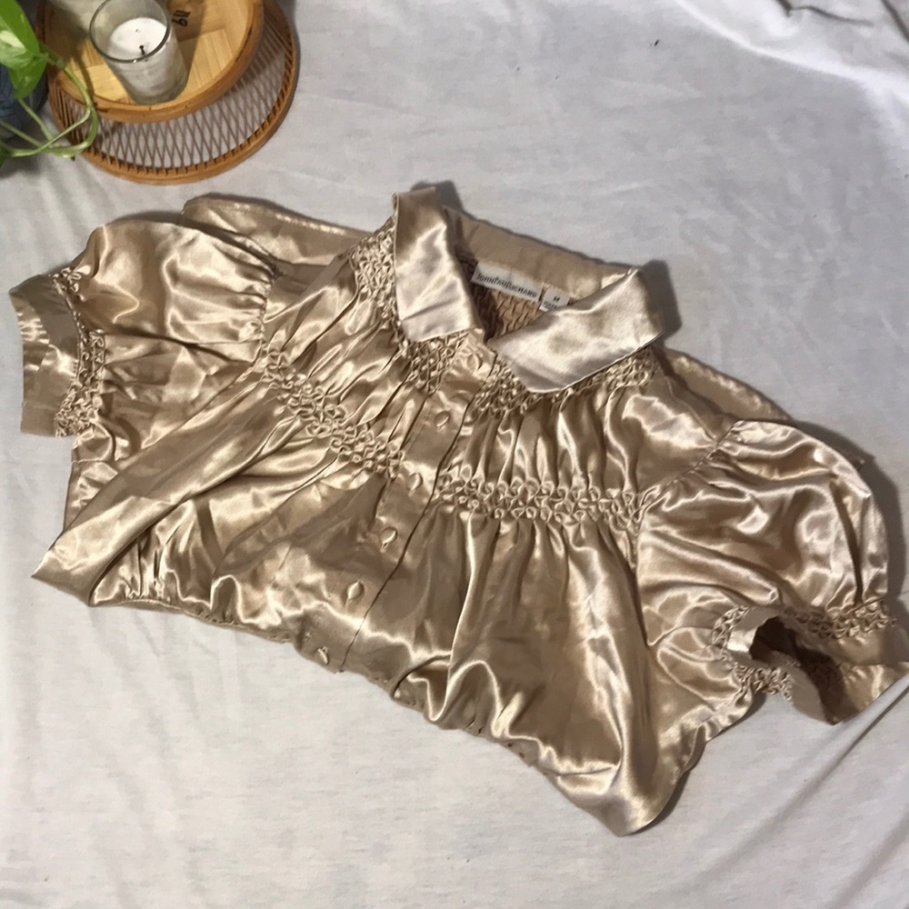 Vintage gold ruffle blouse